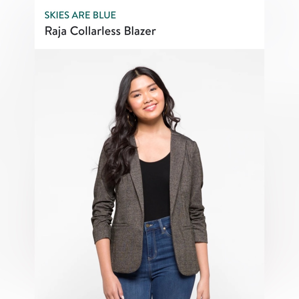 SKIES ARE BLUE Raja Collarless Blazer in Grey (XL)